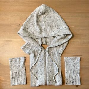 Veronica Beard 100% Cashmere Hoodie Dickey & Cuffs in Speckled Gray Knit